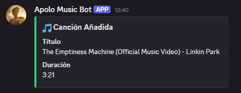 Canción recién agregada
